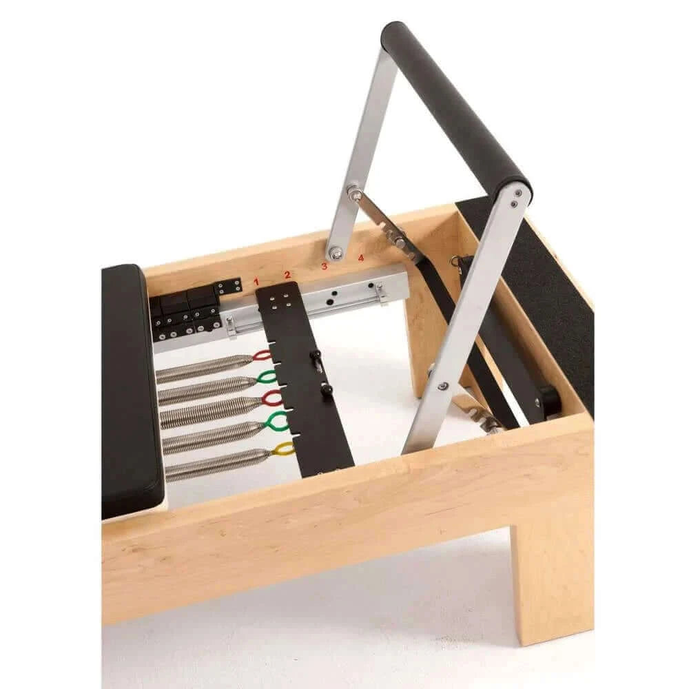 Black Elina Pilates Physio Wood Reformer with Tower by Elina Pilates sold by Pilates Matters® by BSP LLC