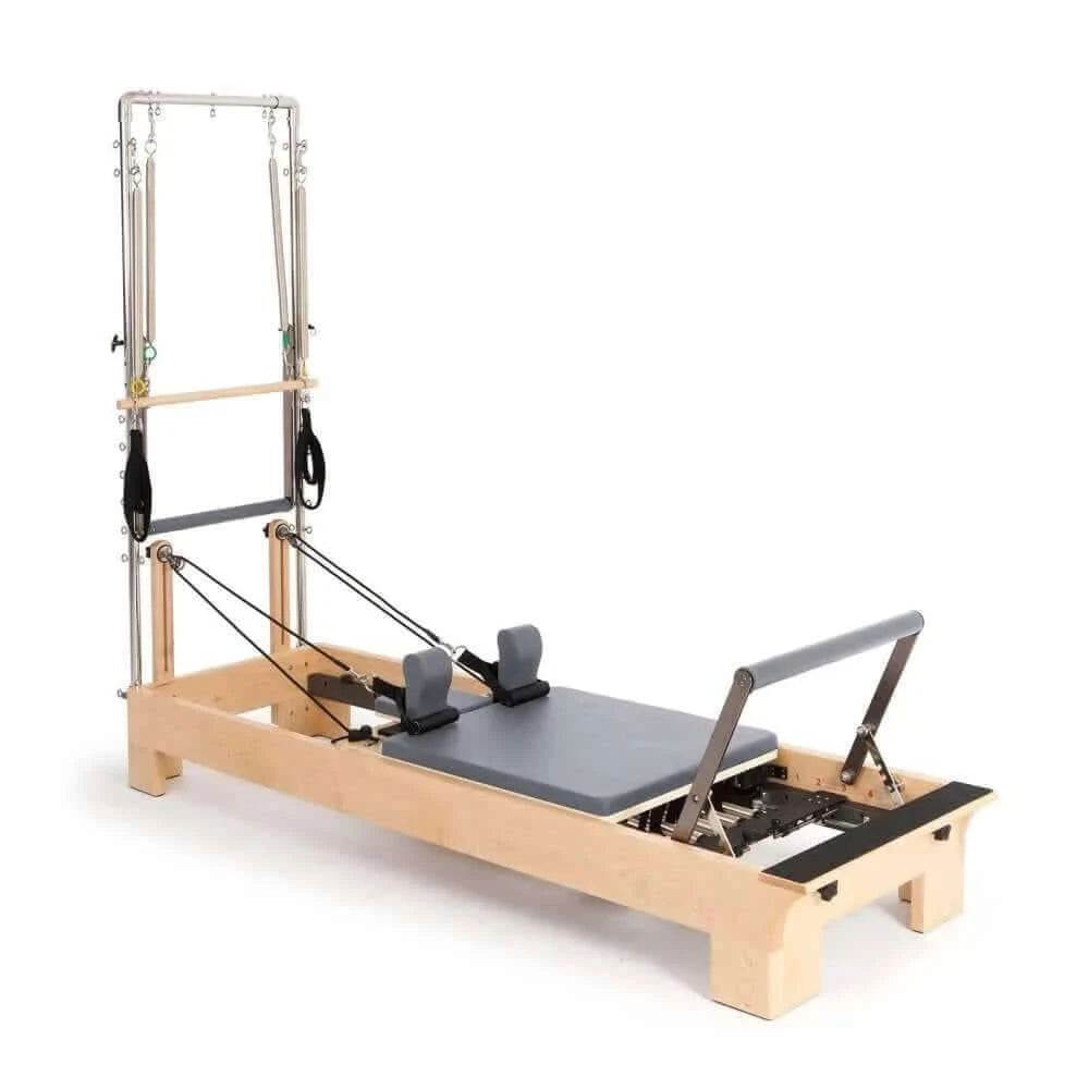 Grey Elina Pilates Wood Reformer with Tower by Elina Pilates sold by Pilates Matters® by BSP LLC