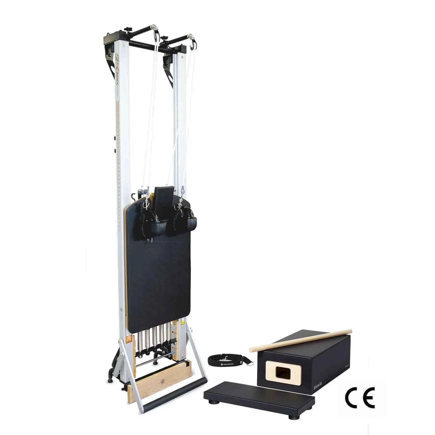 Black Merrithew™ Pilates SPX® Max Reformer with Vertical Stand Bundle by Merrithew™ sold by Pilates Matters® by BSP LLC