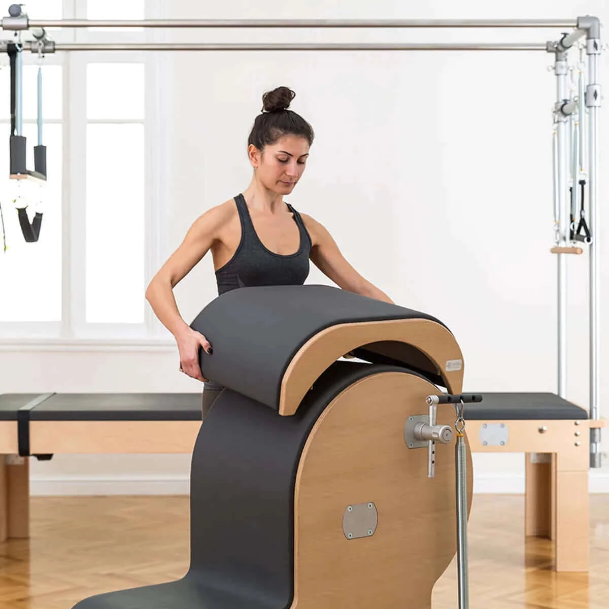 Anthacite Grey BASI Systems Pilates Arm Chair Barrel Set by BASI Systems sold by Pilates Matters® by BSP LLC