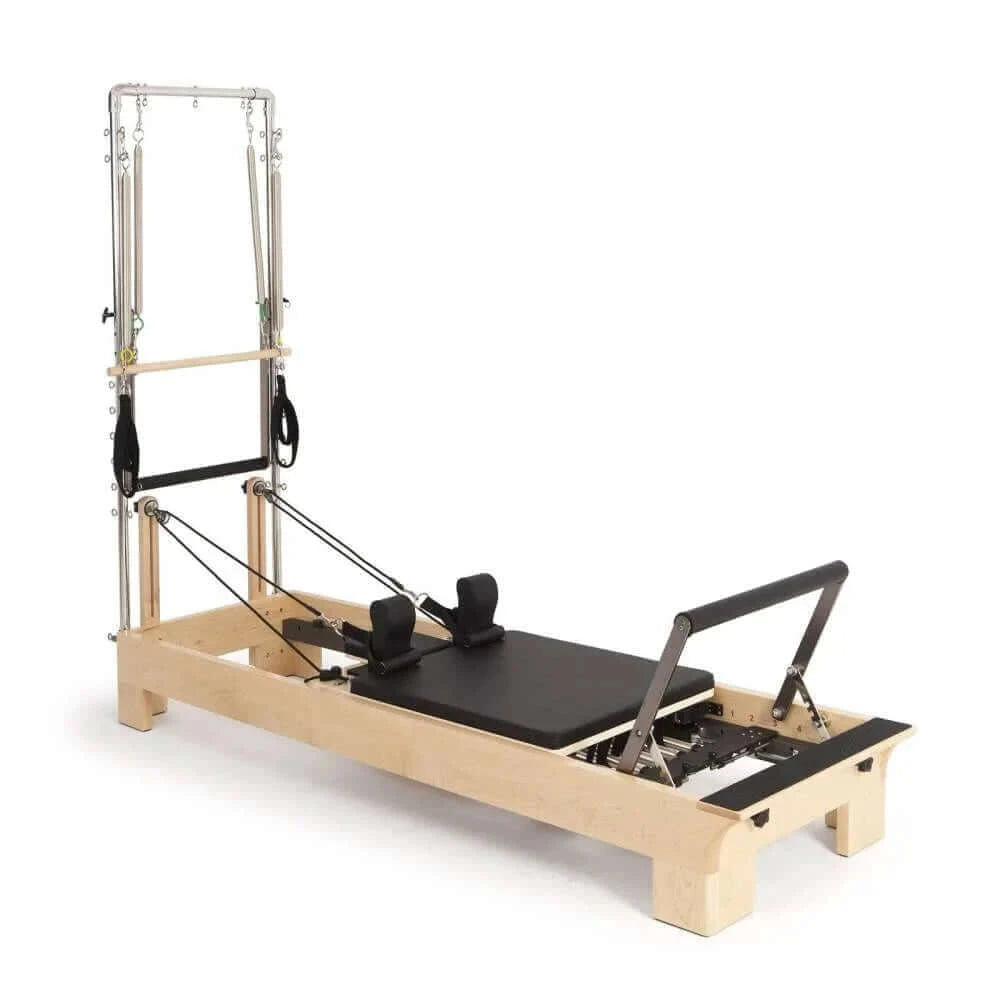 Black Elina Pilates Wood Reformer with Tower by Elina Pilates sold by Pilates Matters® by BSP LLC