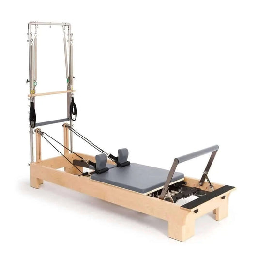 Grey Elina Pilates Wood Reformer with Tower by Elina Pilates sold by Pilates Matters® by BSP LLC