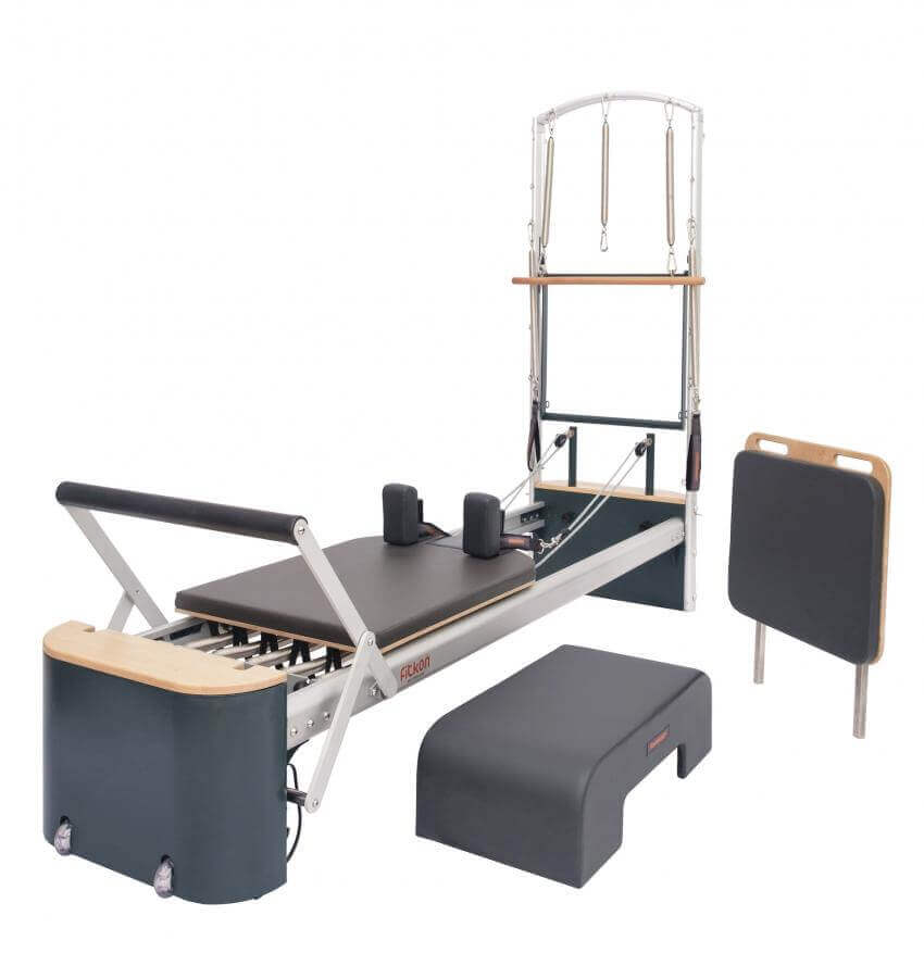 Black Fitkon Pilates Pro Plus Reformer with Tower by Fitkon sold by Pilates Matters® by BSP LLC
