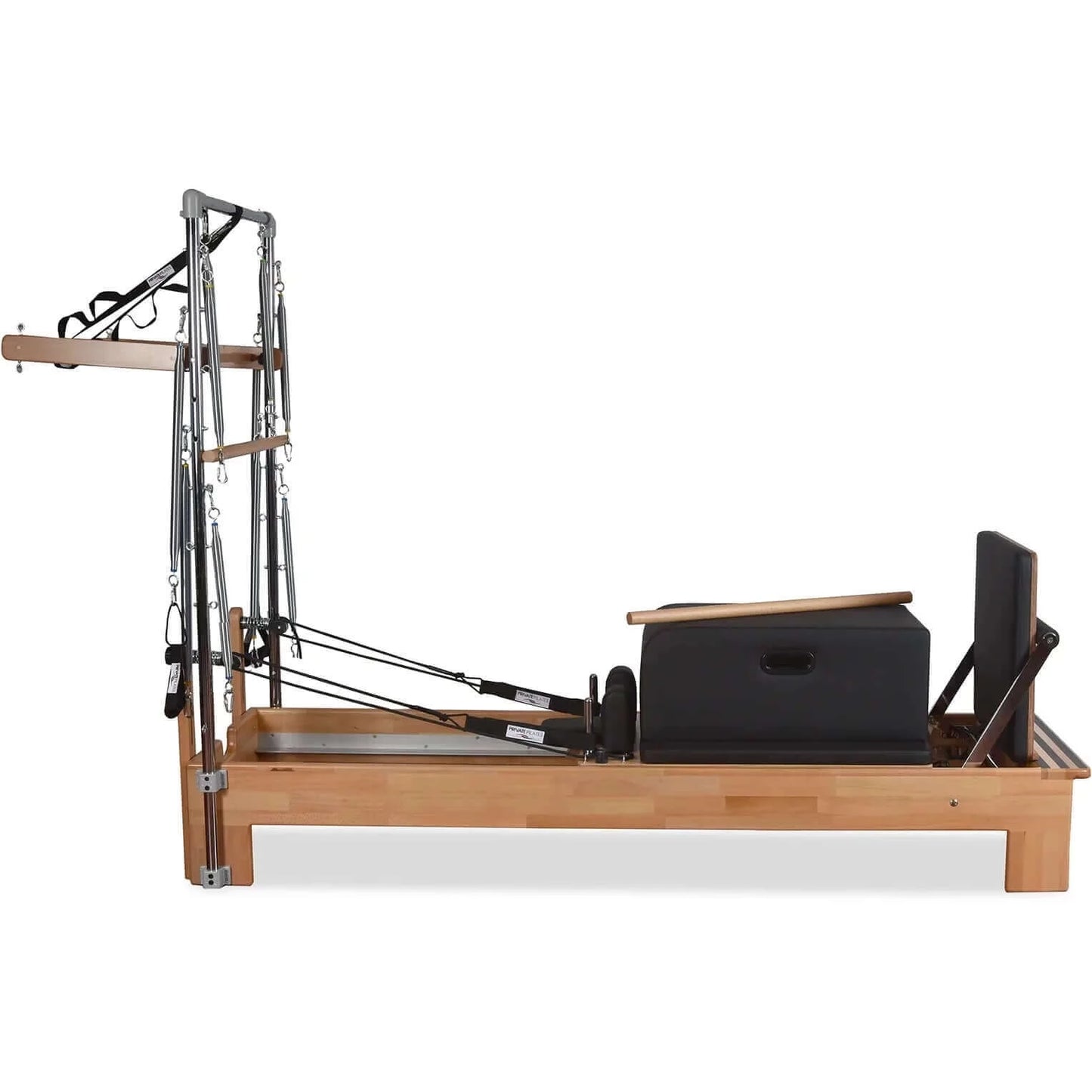 Black Private Pilates Wood Reformer With Tower by Private Pilates sold by Pilates Matters® by BSP LLC