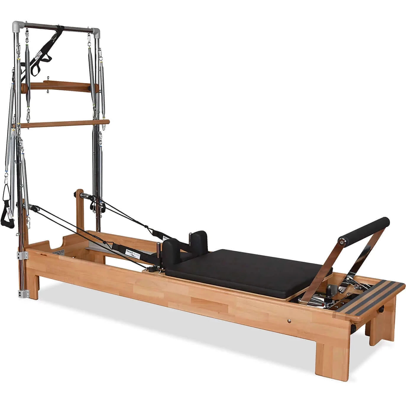 Black Private Pilates Wood Reformer With Tower by Private Pilates sold by Pilates Matters® by BSP LLC