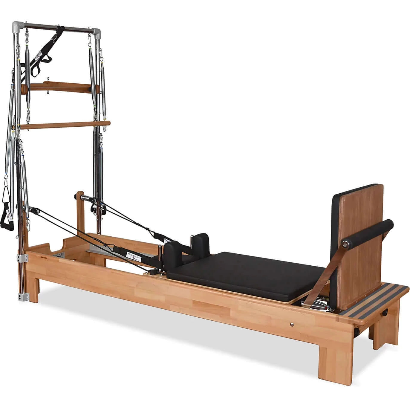 Black Private Pilates Wood Reformer With Tower by Private Pilates sold by Pilates Matters® by BSP LLC