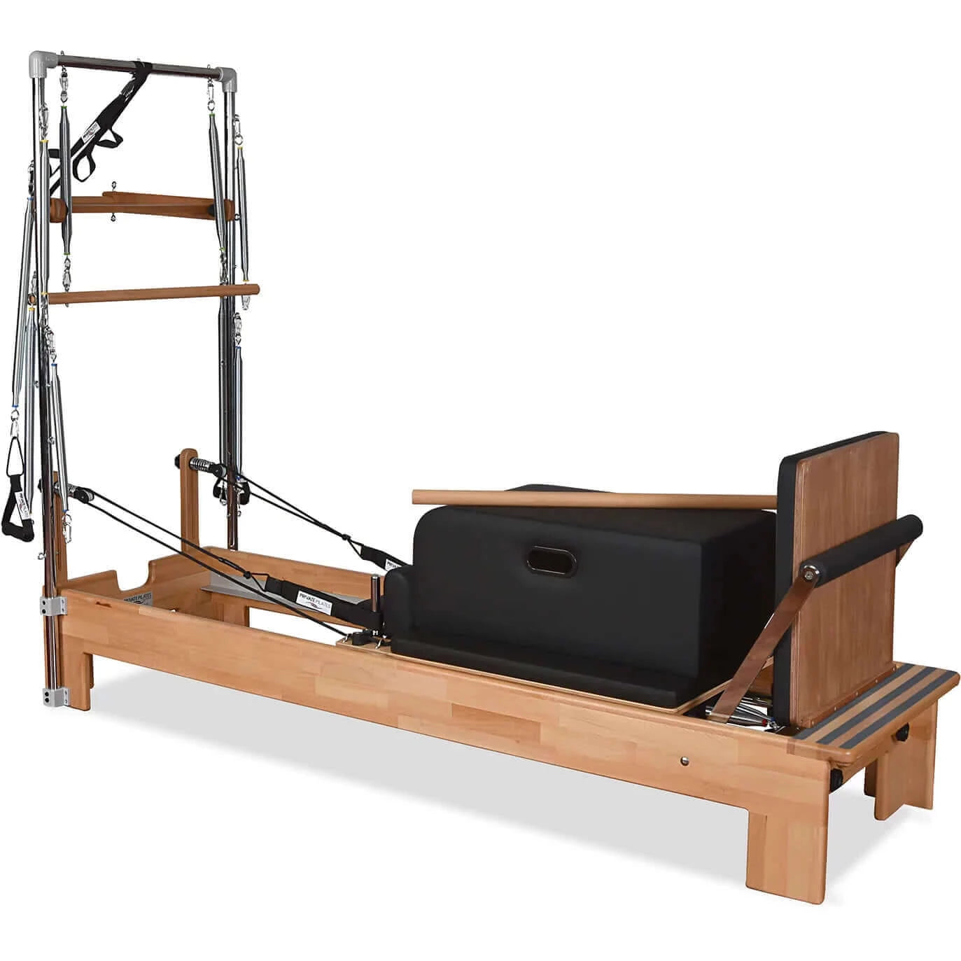 Black Private Pilates Wood Reformer With Tower by Private Pilates sold by Pilates Matters® by BSP LLC