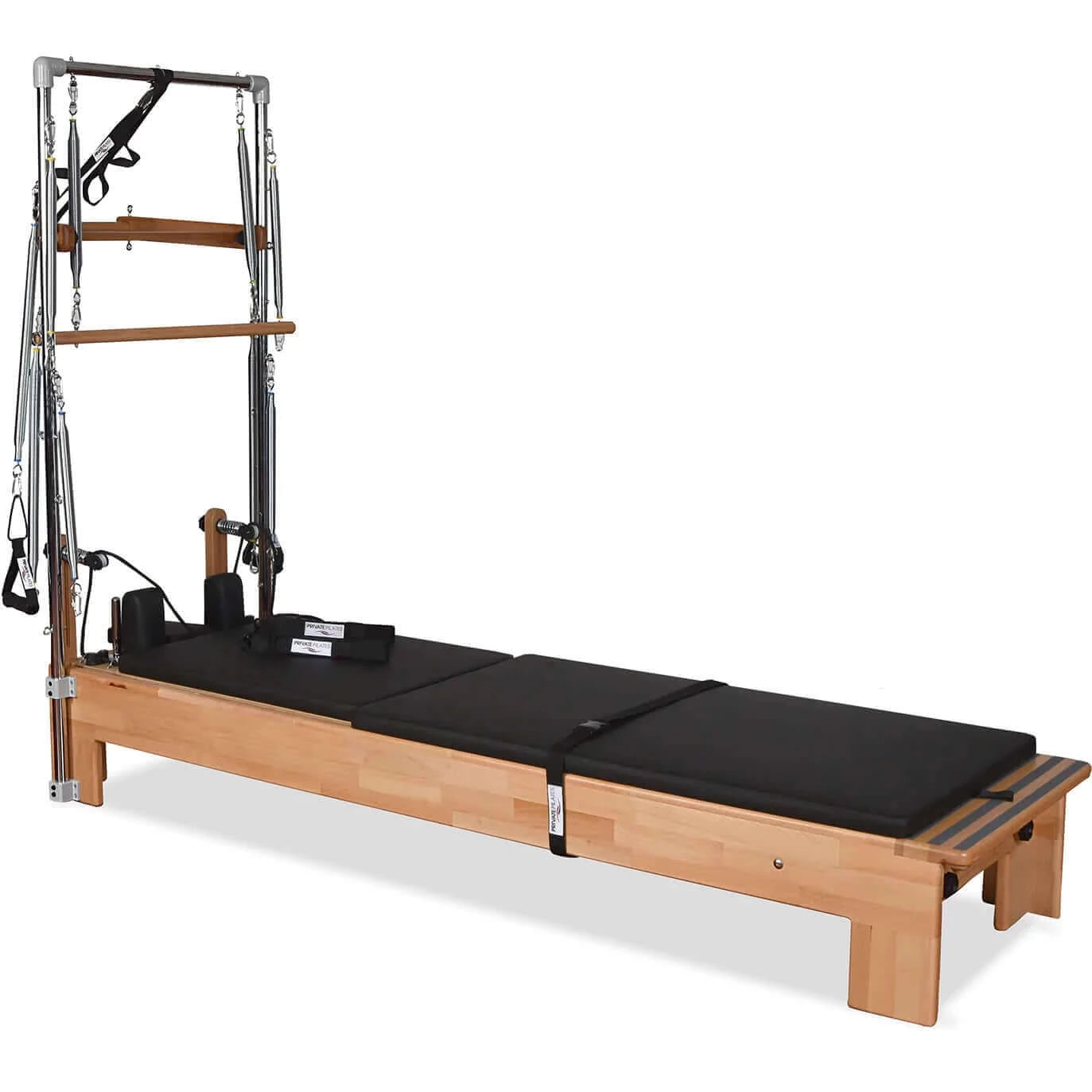 Black Private Pilates Wood Reformer With Tower by Private Pilates sold by Pilates Matters® by BSP LLC