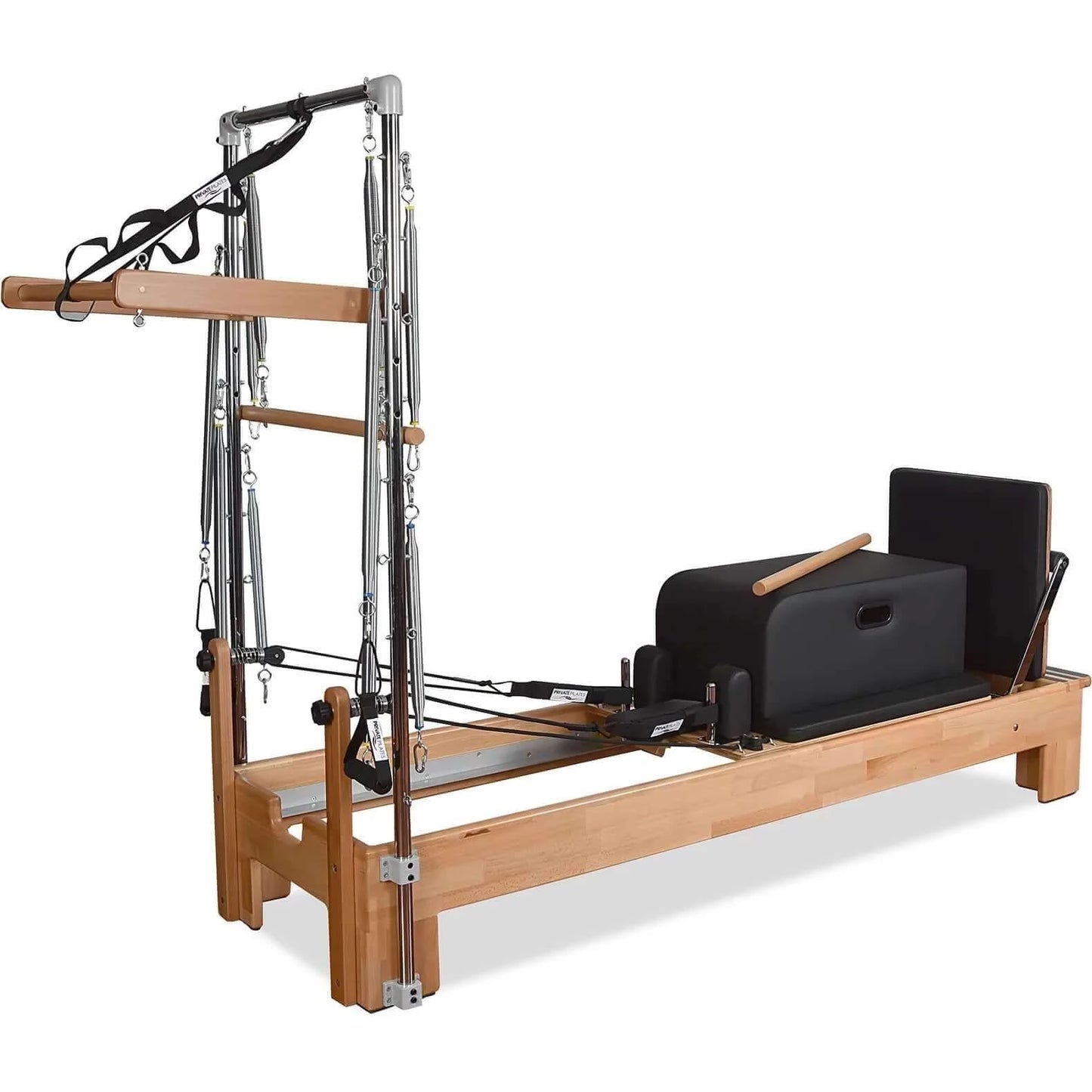 Black Private Pilates Wood Reformer With Tower by Private Pilates sold by Pilates Matters® by BSP LLC